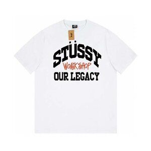 Stussy Co-Branded White Round Neck Short-Sleeved Shirt